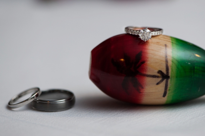 Wedding rings shot on a maraca