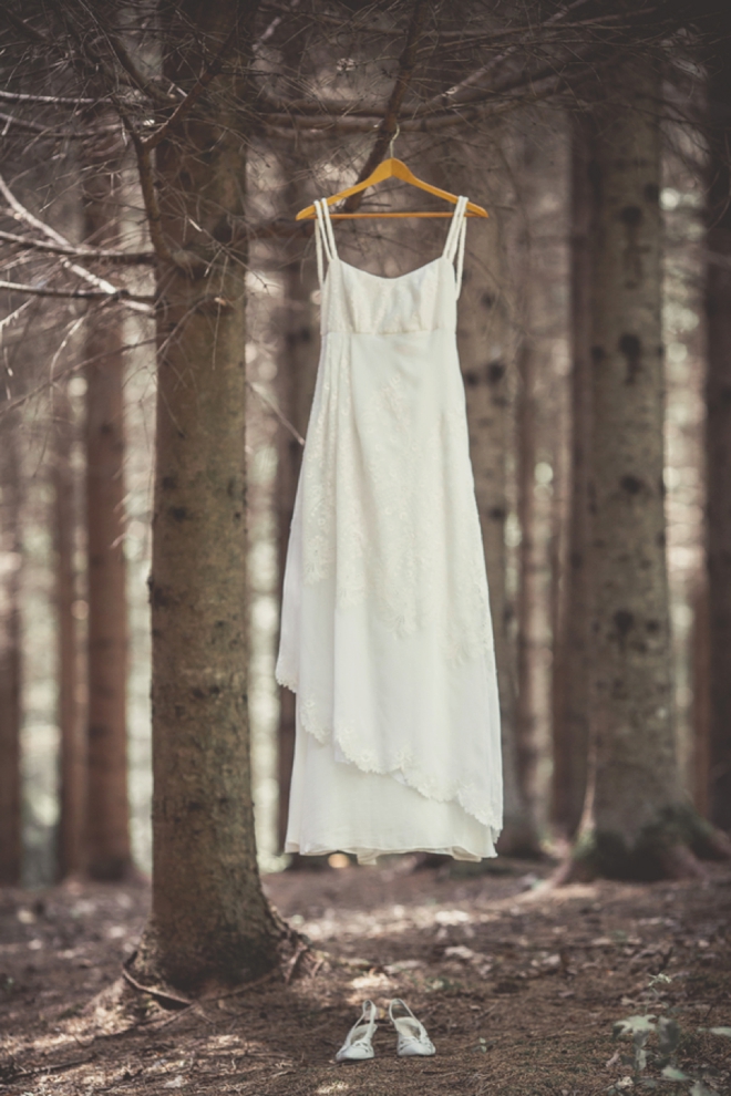 Brides dress in the forest...
