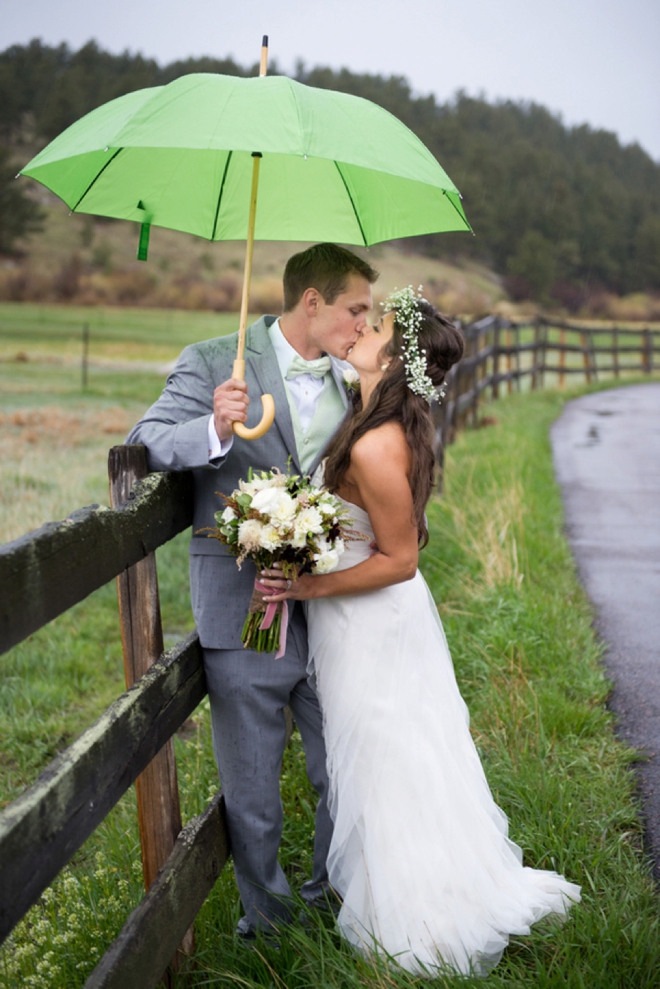 Kiss under an umbrella