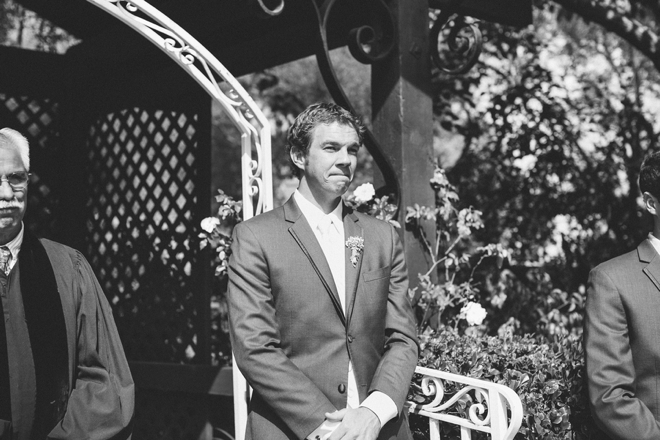 The groom seeing his bride for the first time