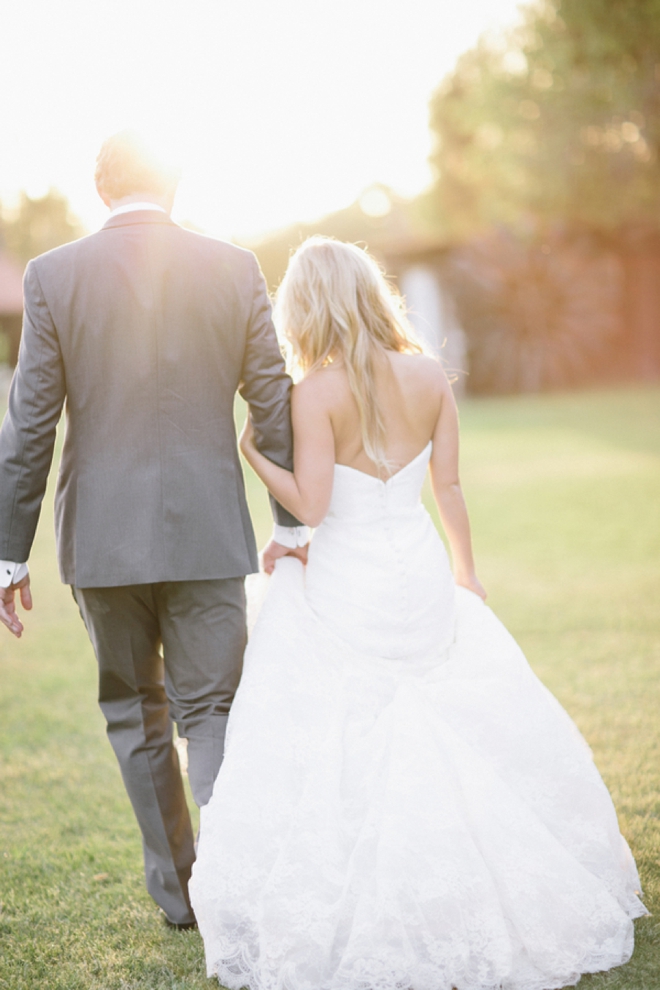 Sunlit bride and groom portrait