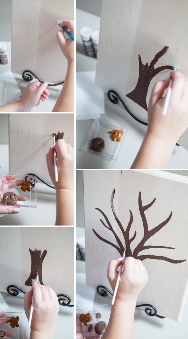 DIY wedding: painted guest book tree