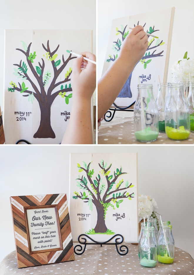 DIY wedding: painted guest book tree