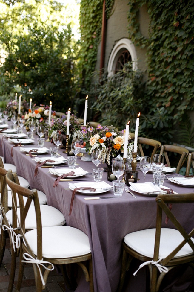 Purple and deep reds fall tablescape