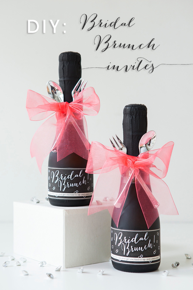 DIY mini-champagne bridal brunch invitations!