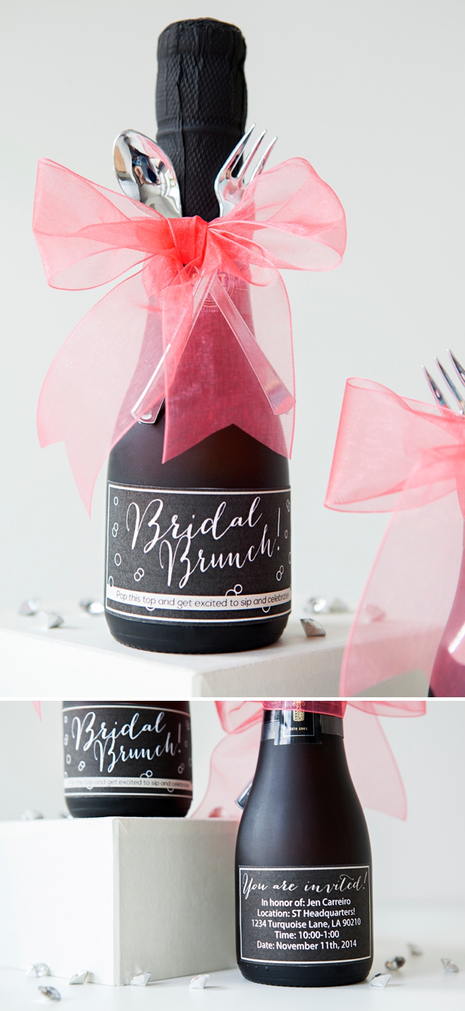 DIY mini-champagne bridal brunch invitations!