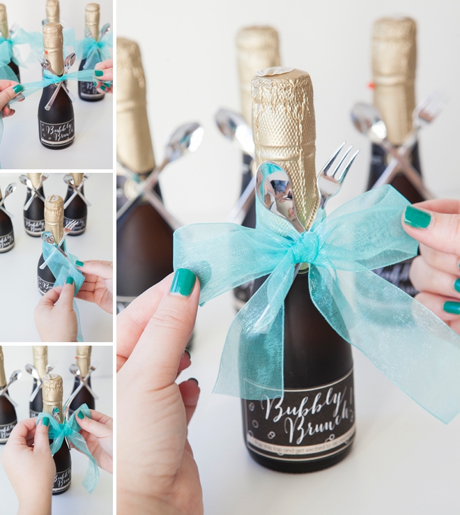 DIY - mini-champagne bottle bridal brunch invitation!