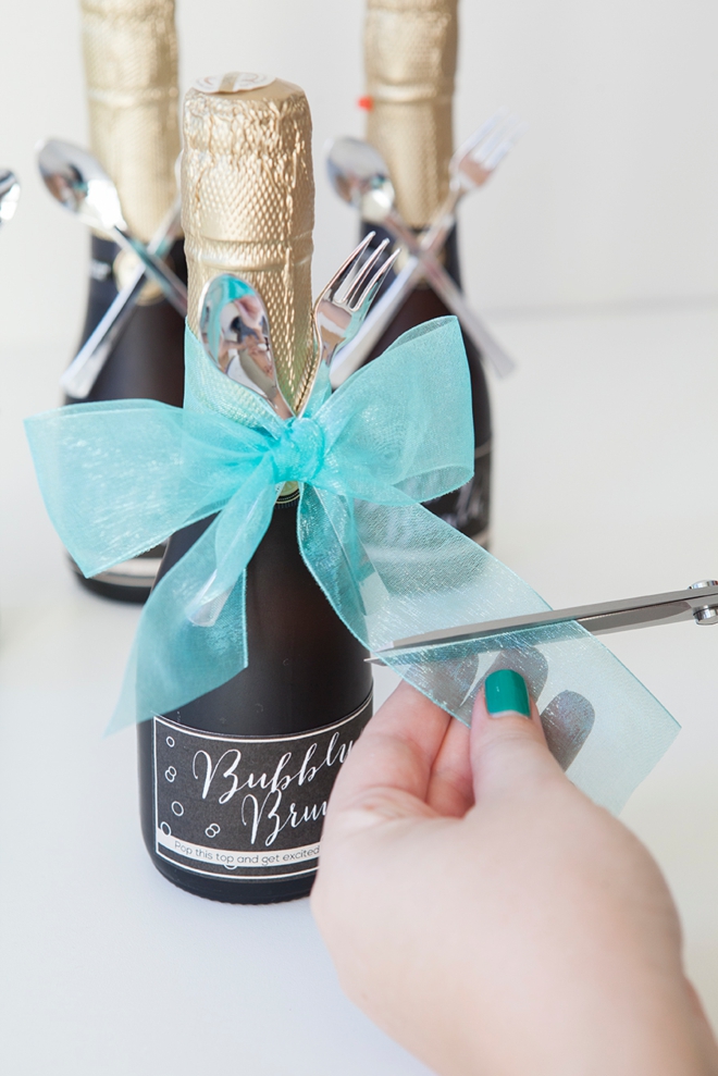 DIY - mini-champagne bottle bridal brunch invitation!