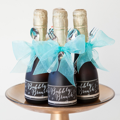 Make these darling mini-champagne brunch invitations!