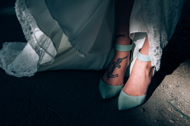 Brides mint wedding shoes