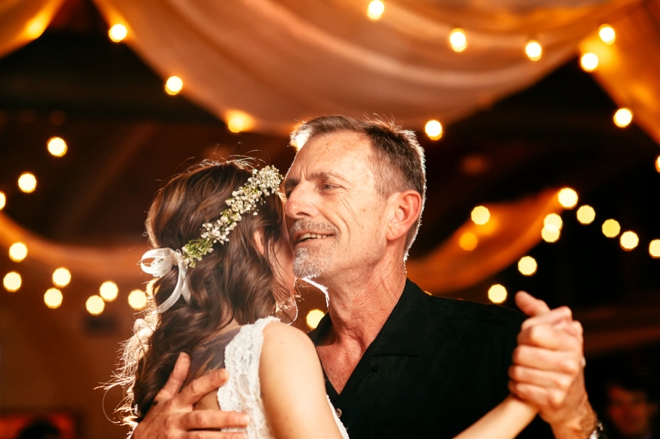 Bride and father dancing