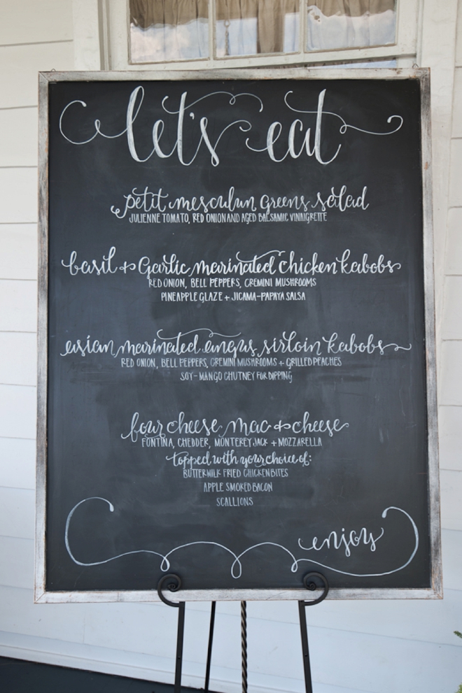 chalkboard wedding menu sign