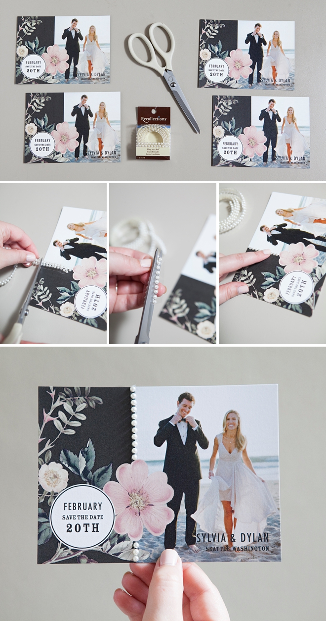 DIY - how to add pearl stickers to your wedding invitations