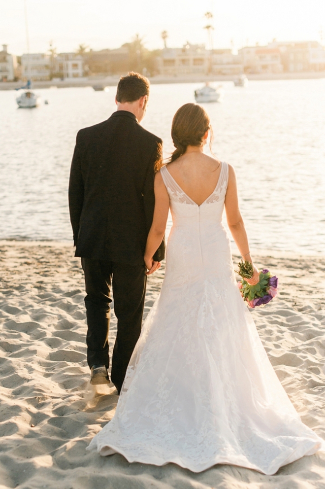 beach bride and groom