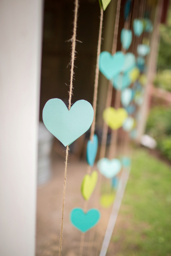 Paper hearts on a string