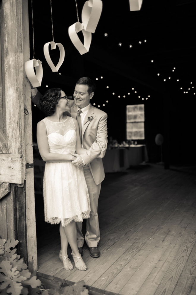 Barn bride and groom