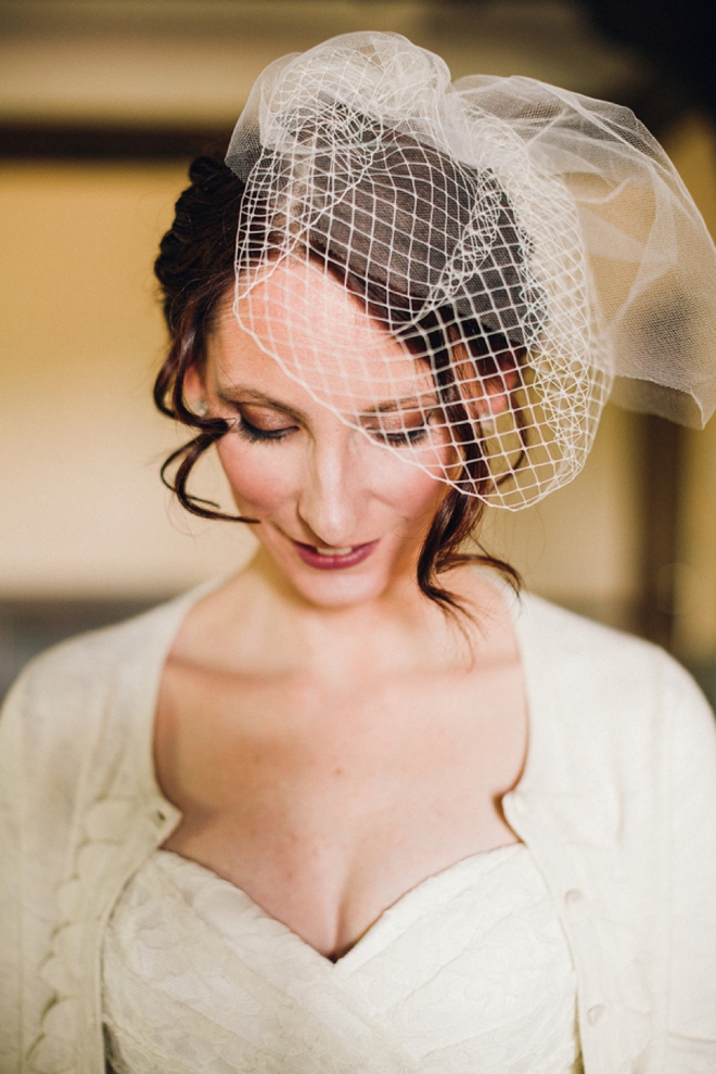 bride and birdcage veil