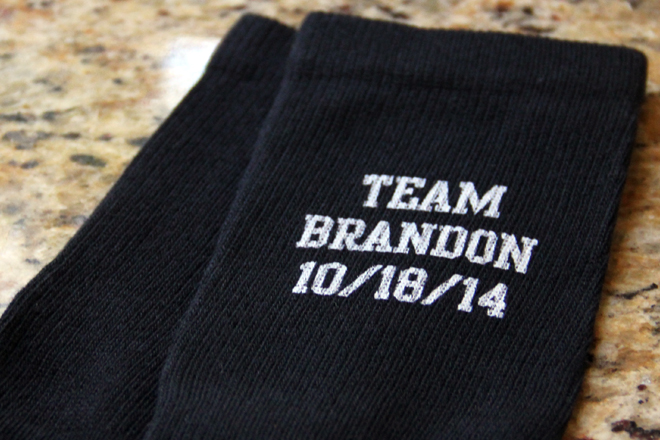 Custom 'team groom' socks