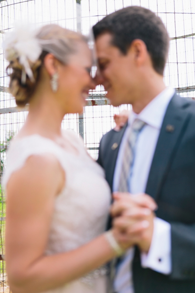 bride and groom out of focus