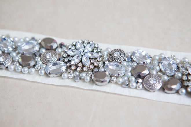 DIY rhinestone bridal sash