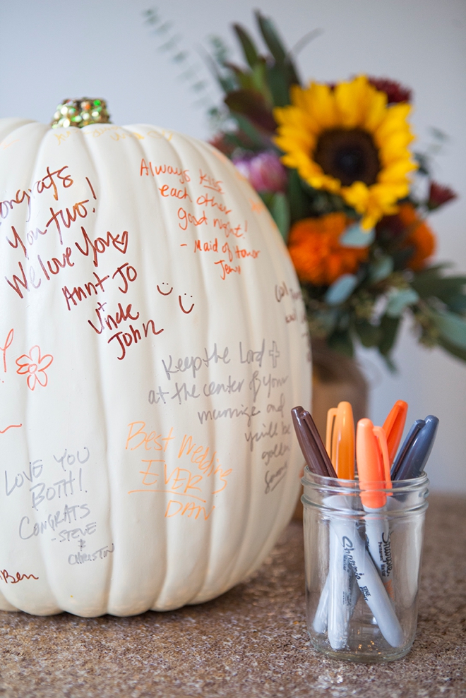 Learn how to DIY a darling pumpkin guest book!