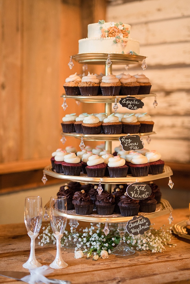 Wooden wedding cupcake display