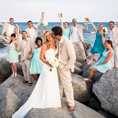 turquoise beach wedding dress