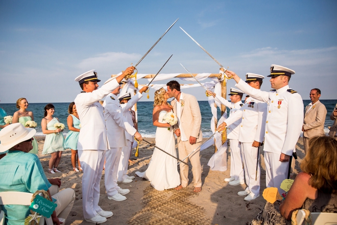 Beach bride and groom