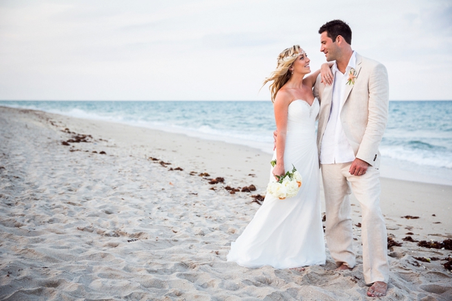 Beach bride and groom