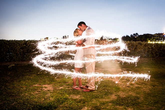 Bride and groom sparkler picture