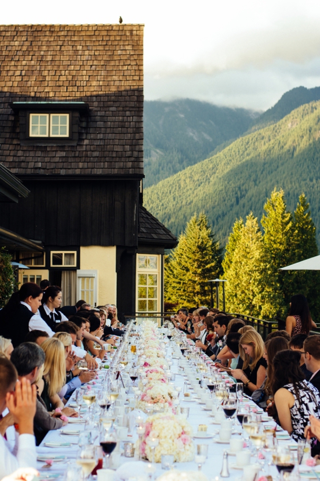 100 wedding guests sat at the same table