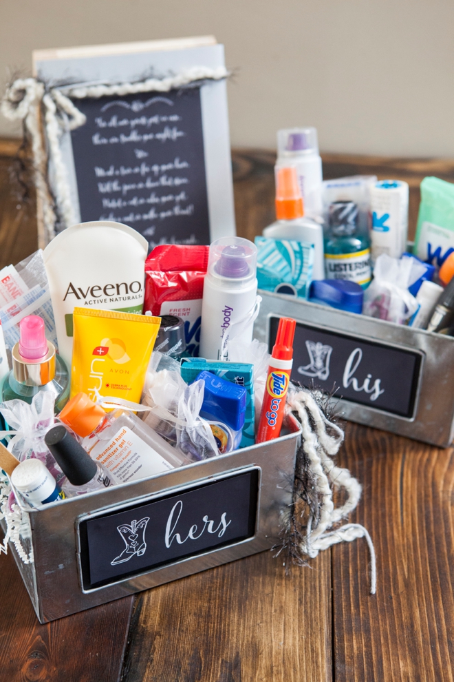 DIY Wedding Bathroom Baskets