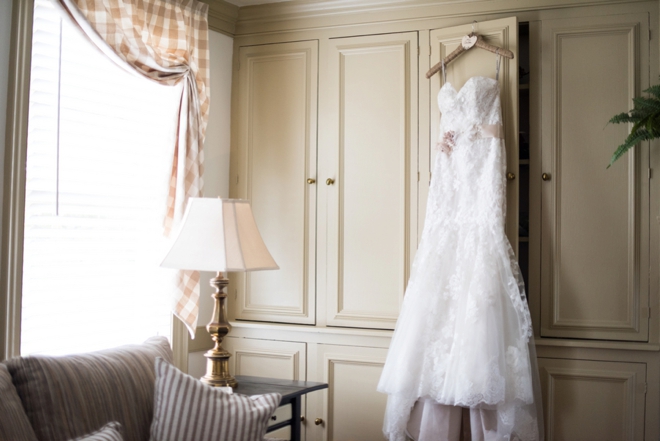 Wedding gown hanging