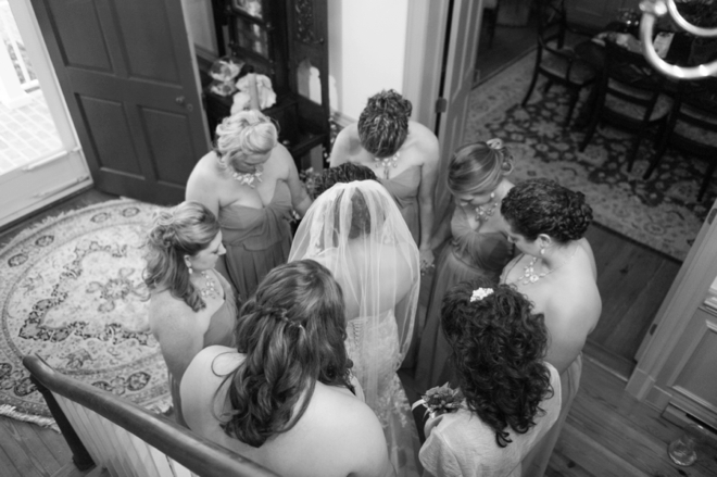 Saying a prayer before the walk down the aisle