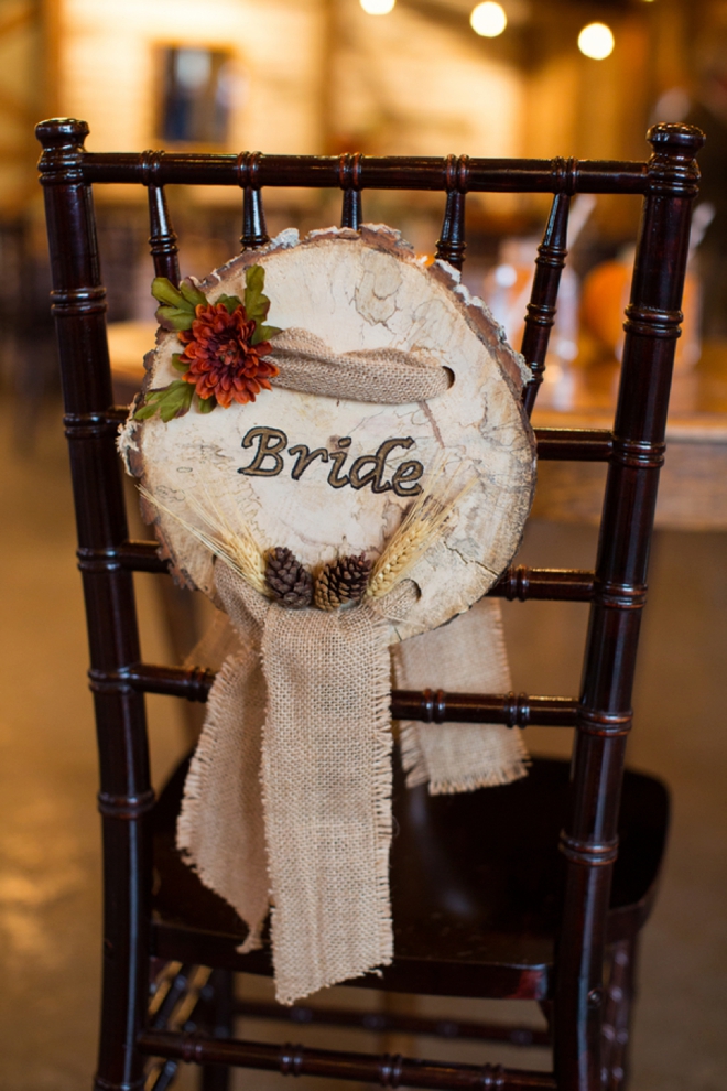 Fall themed Bride and Groom chairs