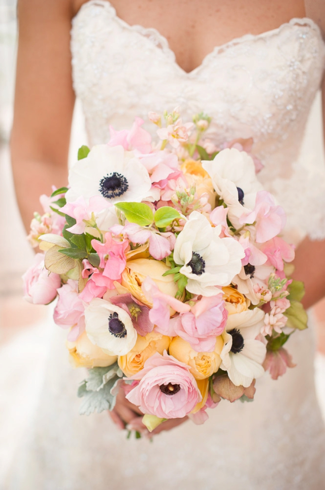 Gorgeous pink, white and yellow bouquet