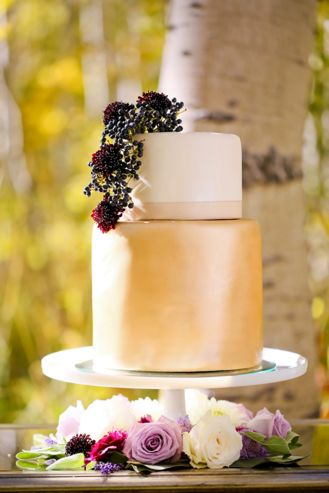 Smooth metallic wedding cake, perfect for fall