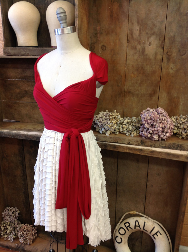 Red and white wrap dress, Coralie Beatrix via Etsy