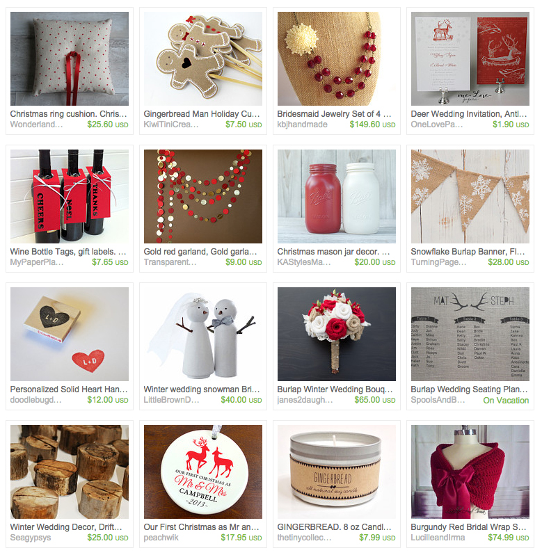 Rustic Ruby Christmas Wedding inspiration from Etsy