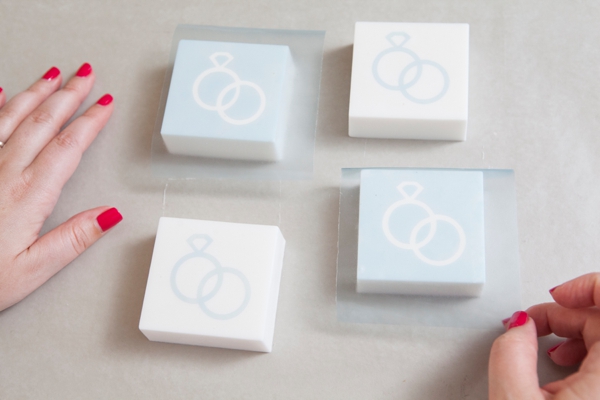 DIY Wedding -- How to make stenciled soap favors!