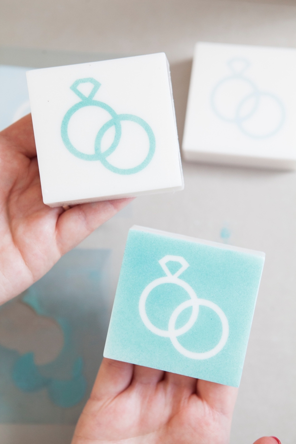 DIY Wedding -- How to make stenciled soap favors!