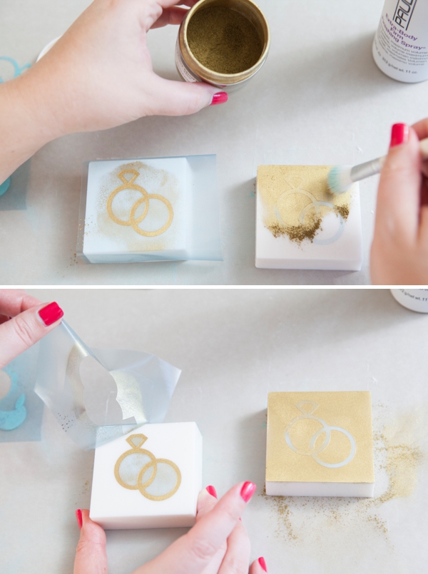 DIY Wedding -- How to make stenciled soap favors!