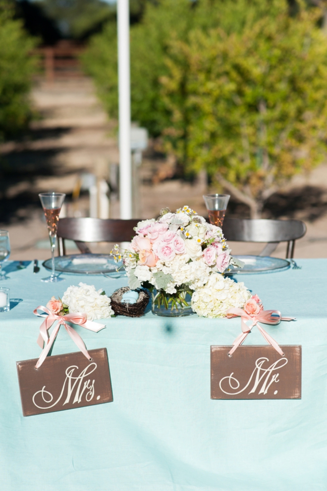 DIY turquoise and peach wedding