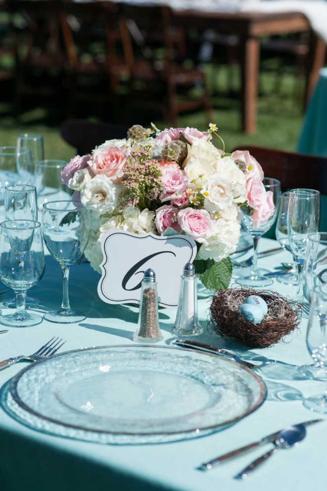 DIY turquoise and peach wedding