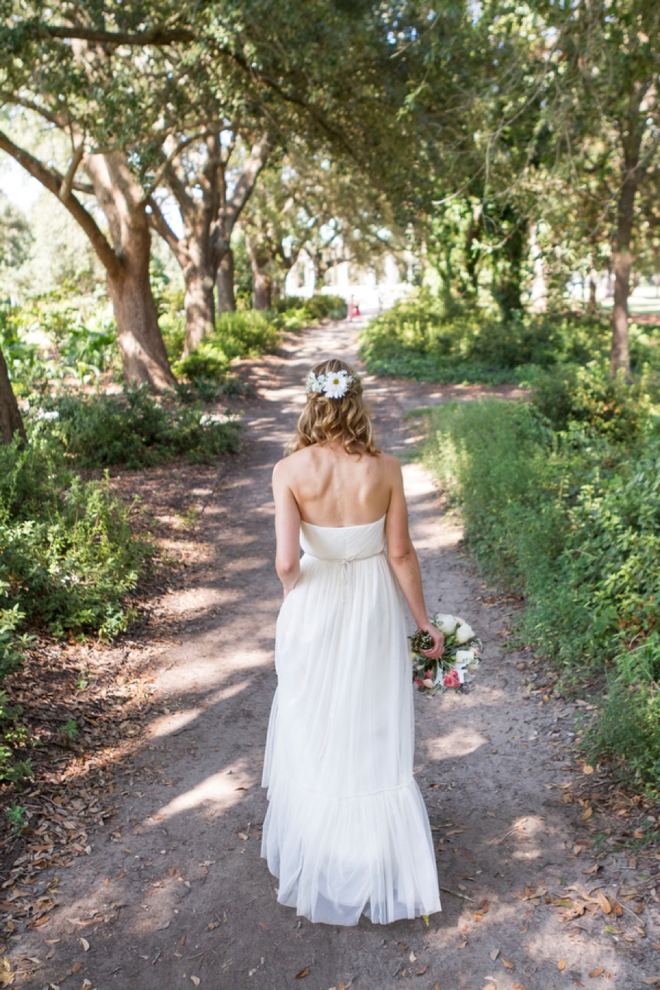 Bride walking to first look