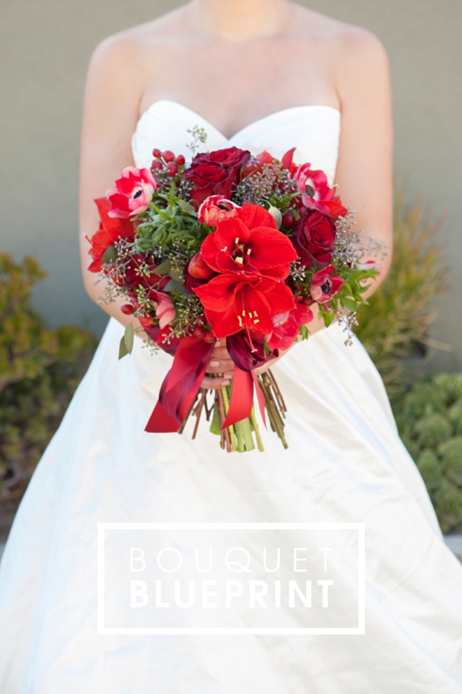 Bouquet Blueprint // Stunning red christmas wedding bouquet