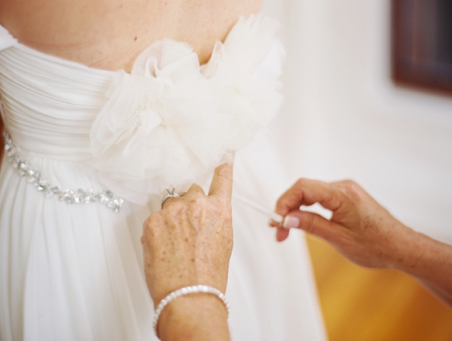 Putting the dress on