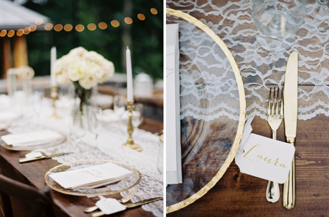 Gold and lace wedding details