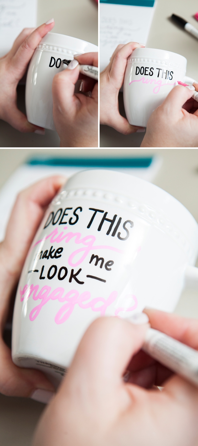 DIY Sharpie Paint Pen - Engagement Gift Mug