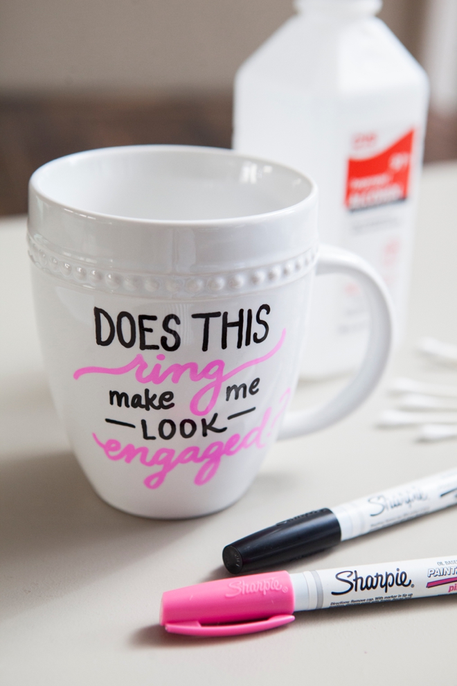 DIY Sharpie Paint Pen - Engagement Gift Mug